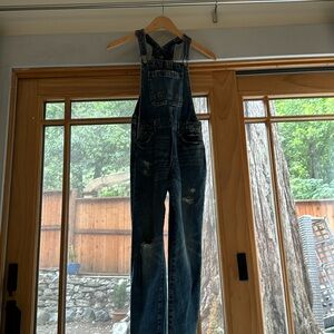 GAP Kids distressed denim overalls